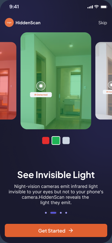 See Invisible Light — onboarding screen